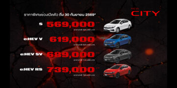 Honda City ใหม่ เปิดราคาคุ้มค่าเต็มขั้น เข้าถึงง่ายยิ่งขึ้นกับราคาพิเศษช่วงเปิดตัว เริ่มต้นเพียง 569,000 บาท